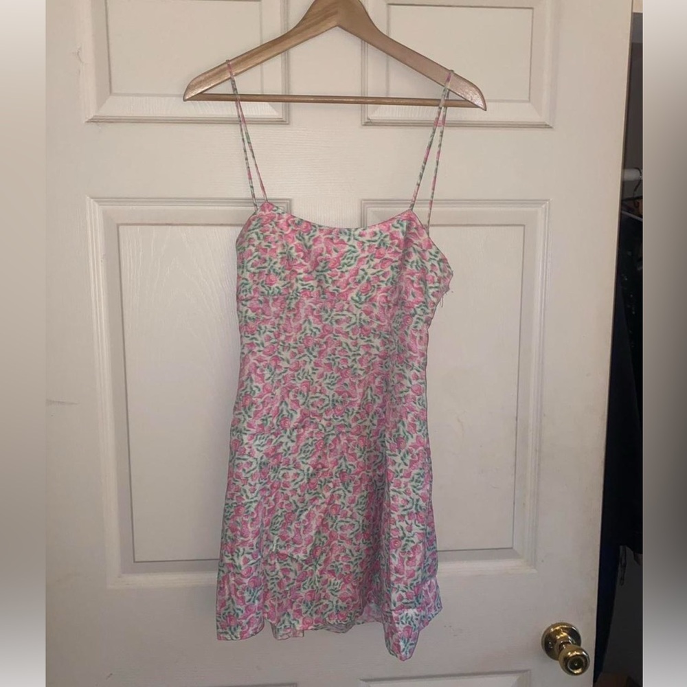 Zara Pink and Green Floral Top